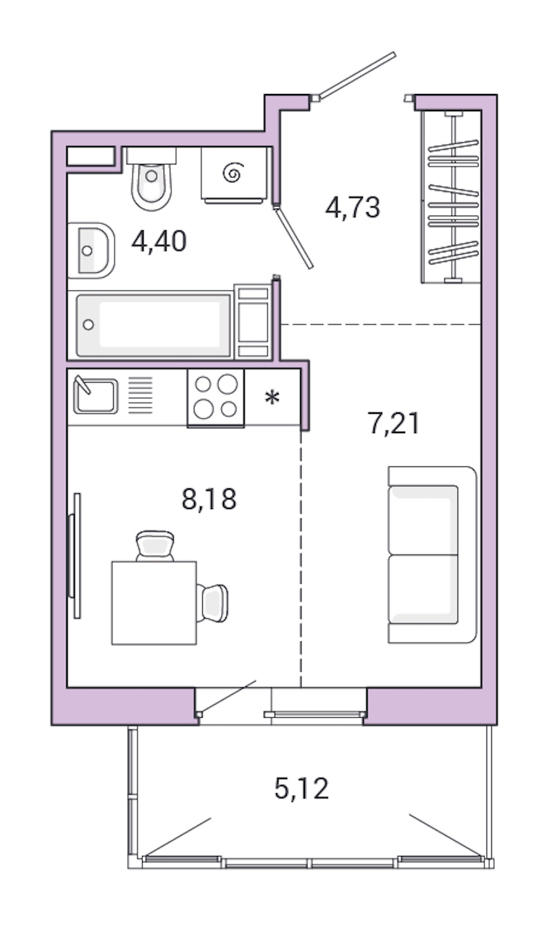 Квартира студия 29.64 м², 6/10 эт., ЖК «Jaanila Drive»